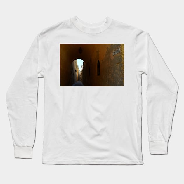 Santa Sophia Street, Citadel, Mdina, Malta Long Sleeve T-Shirt by IgorPozdnyakov